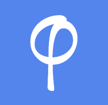 phȳsis phi symbol. White on blue